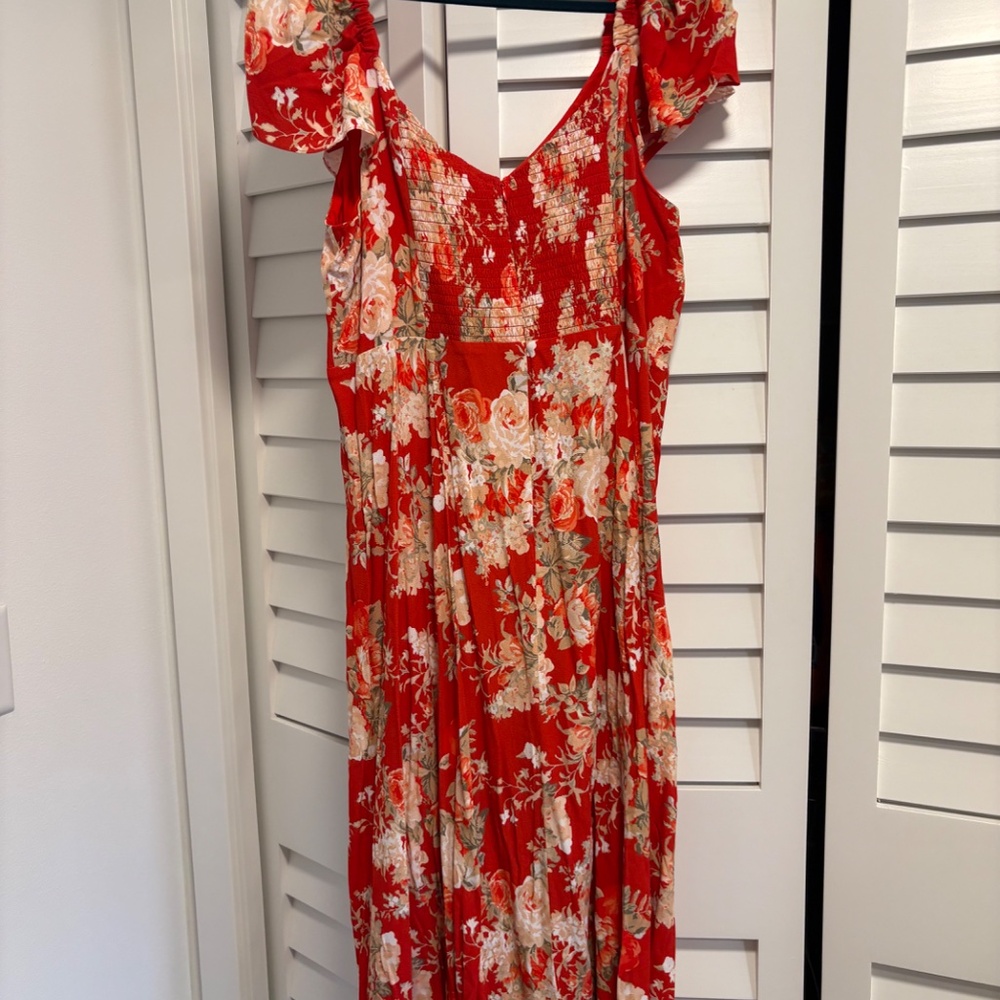 Sezane Alessia Dress Red Floral - Size 14 - Picture 2 of 9